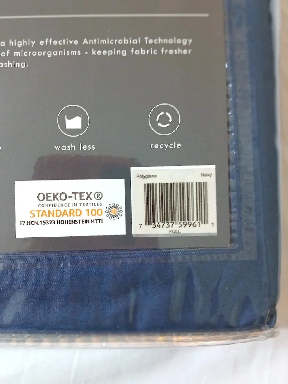 REST Navy Polygiene Full 4 Piece Sheet Set Bedding OEKO-TEX